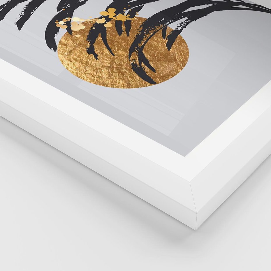 Plakat w ramie 30x40 - Palma w Szkicu - nowoczesna grafika, palma - rama biała