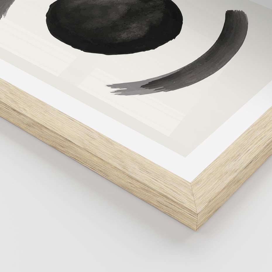 Plakat w ramie 30x40 - Bezczasowe Echo - abstrakcyjne plamy okręgi, akwarelowe - rama drewno