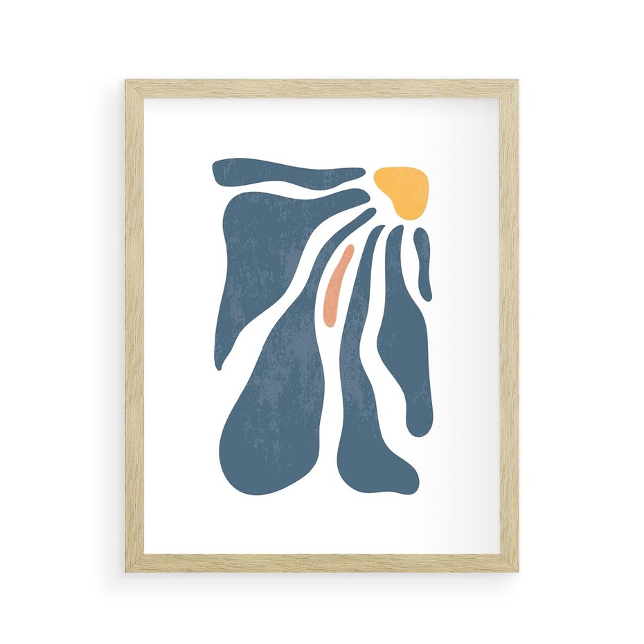 Plakat w ramie 40x50 - Melodia Kolorowych Płatków - nowoczesna kwiatowa grafika, styl retro - rama drewno