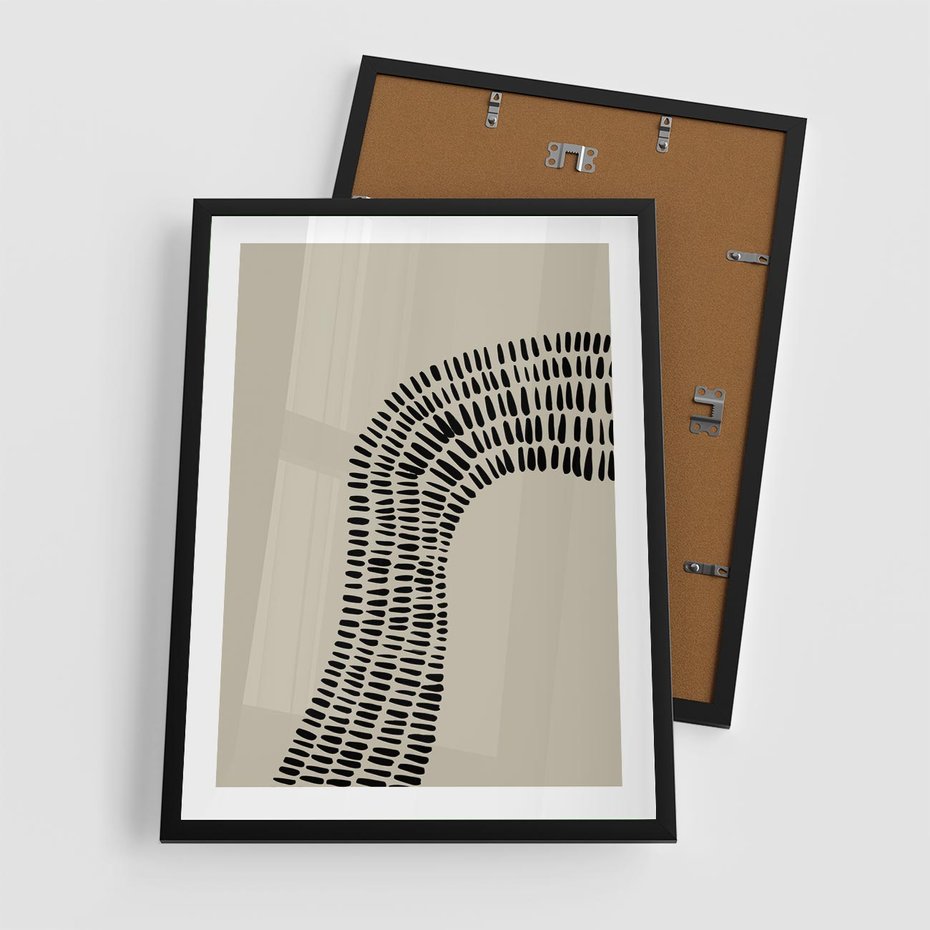 Plakat w ramie 50x70 - Migotliwa Innowacyjna Ekspresja - boho plakat, czarne kropki kreski - rama czarna