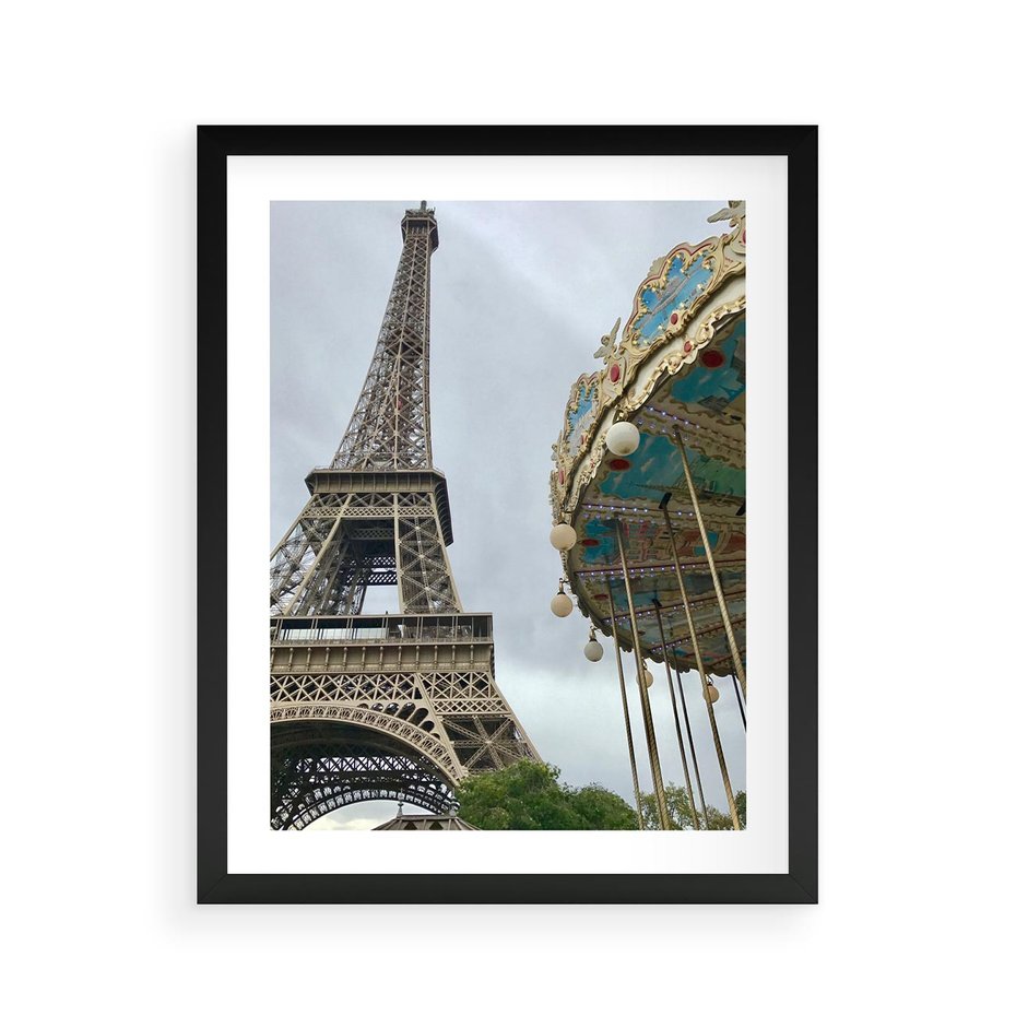 Plakat w ramie 40x50 - Delikatność kolorów - wieża, Eiffla - rama czarna