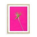 Plakat w ramie 50x70 - Retro Stylizacja - palma, liście - rama drewno
