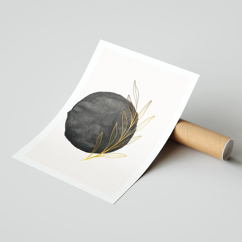 Plakat bez ramy 50x70 - Kontrast Kształtów - minimalistyczna grafika, czarna plama