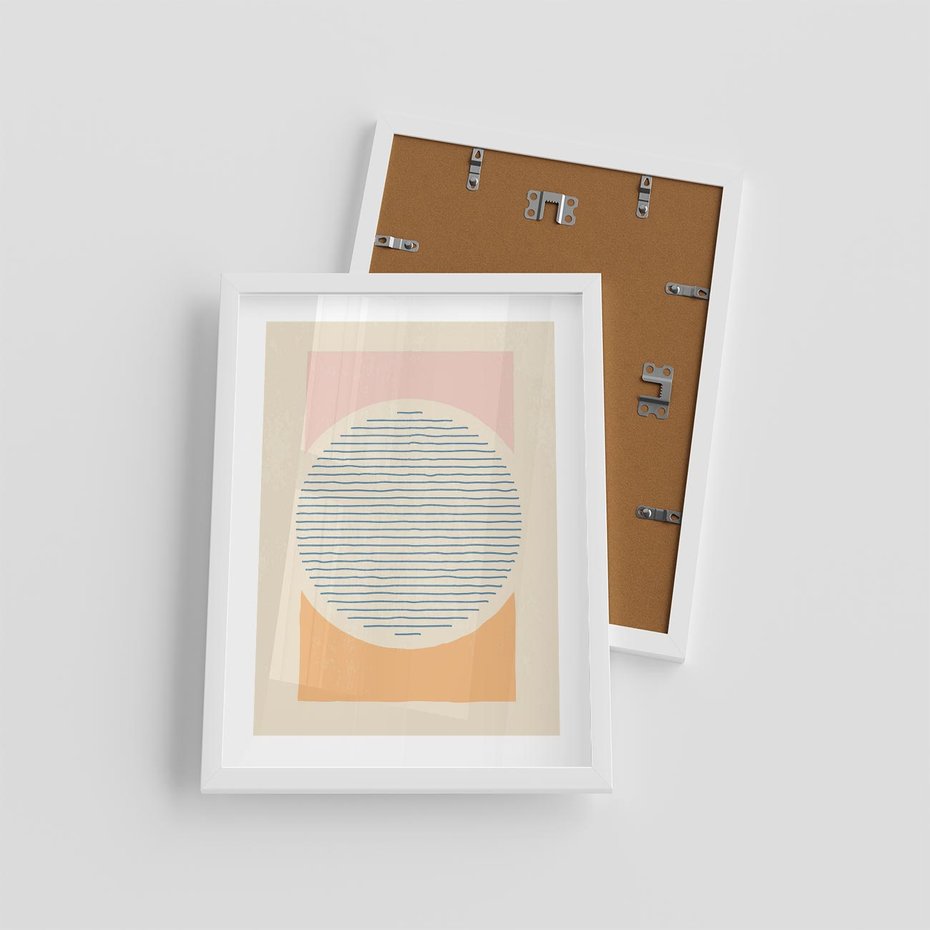 Plakat w ramie 30x40 - Rozbijająca Opowieść - geometryczne kształty, koła - rama biała