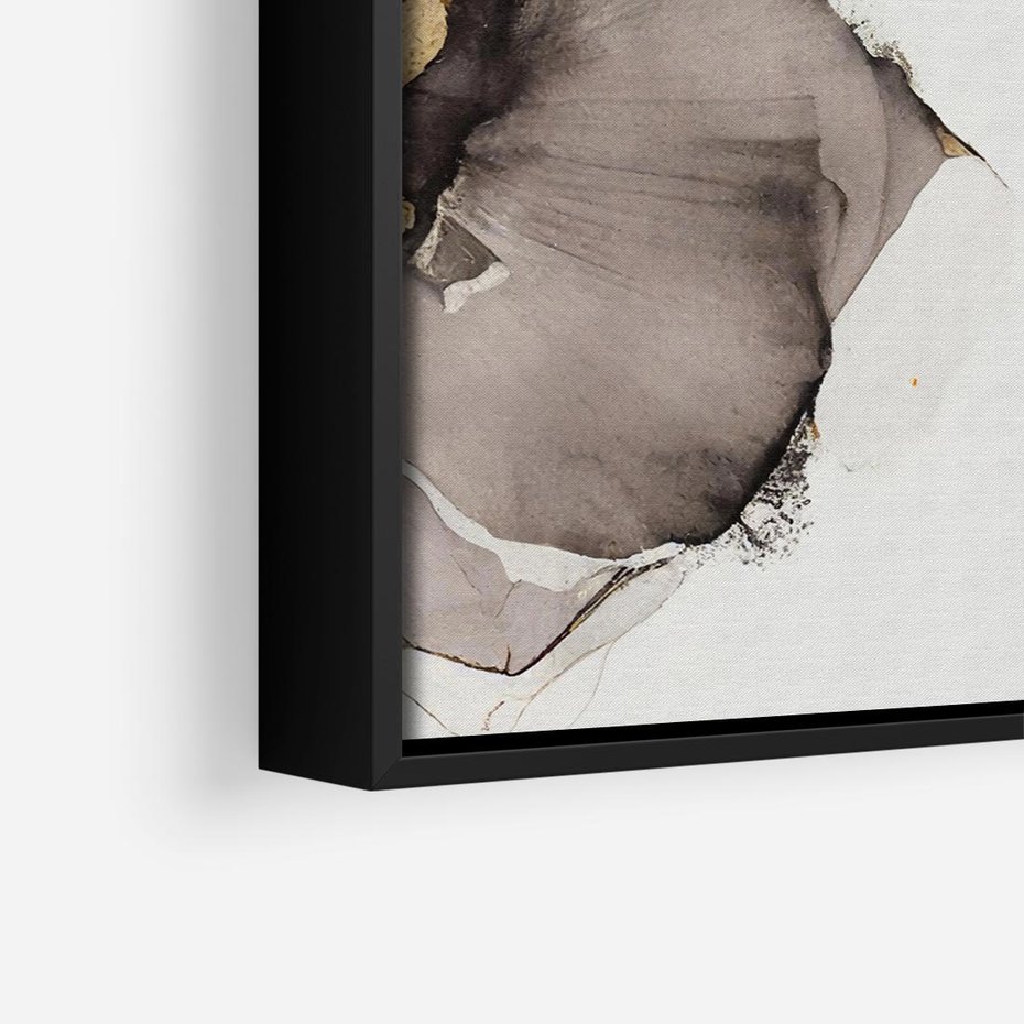 Obraz w ramie 50x50 - Nowoczesne Elegancje - akwarela, złote linie i plamy - rama czarna