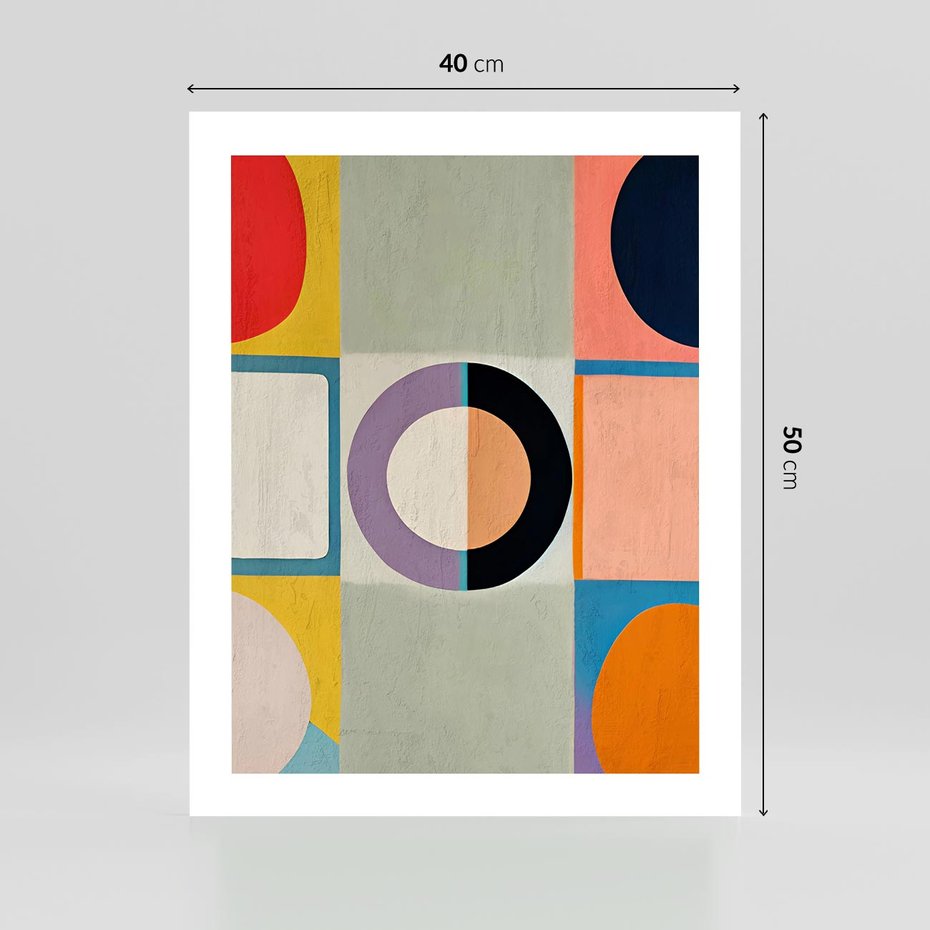 Plakat bez ramy 40x50 - Taniec Kształtów Emocji - abstrakcyjne geometryczne kształty, olejny obraz