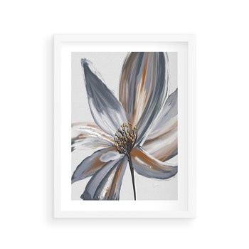 Plakat w ramie 30x40 - Olejne kwiaty - wyraz emocji - kwiaty, malowane - rama biała