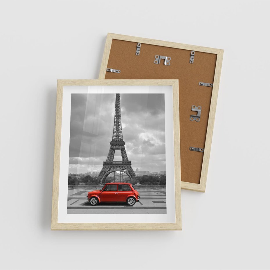 Plakat w ramie 40x50 - Paryż z wieżą Eiffla w tle - Paryż, Eiffla - rama drewno