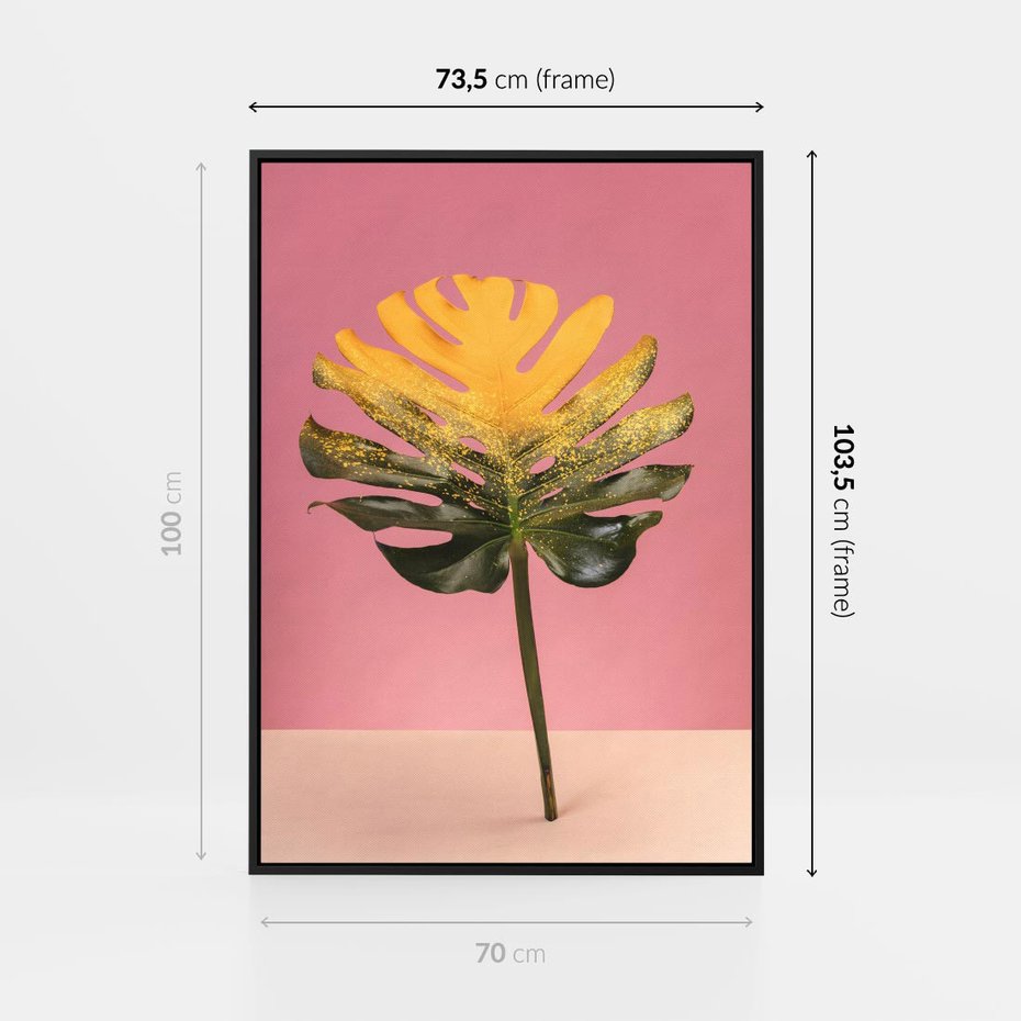 Obraz w ramie 70x100 - Majestatyczna monstera - monstera, liść - rama czarna