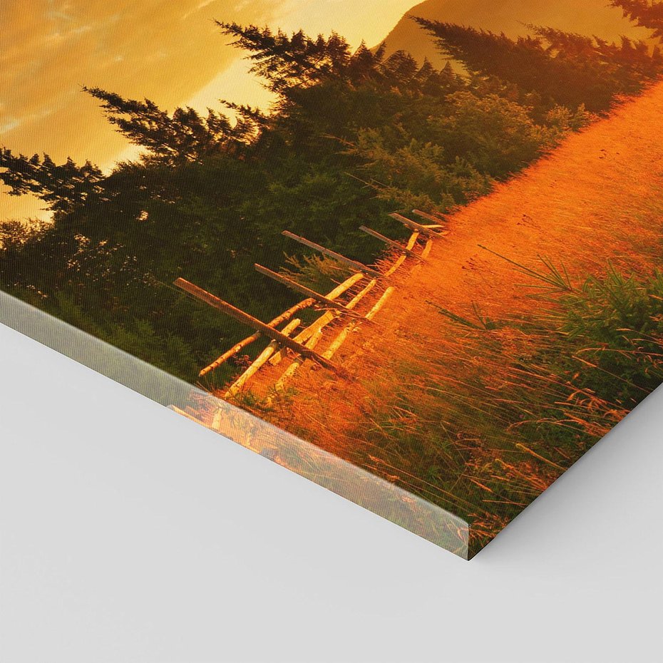 Obraz na płótnie 120x40 - harmonia drzew i kwiatów - góry, łąka