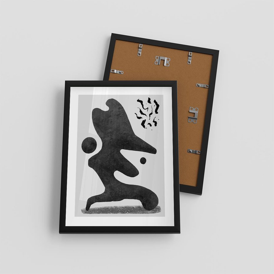 Plakat w ramie 30x40 - Abstrakcja w Monochromii - nowoczesna grafika, abstrakcja - rama czarna