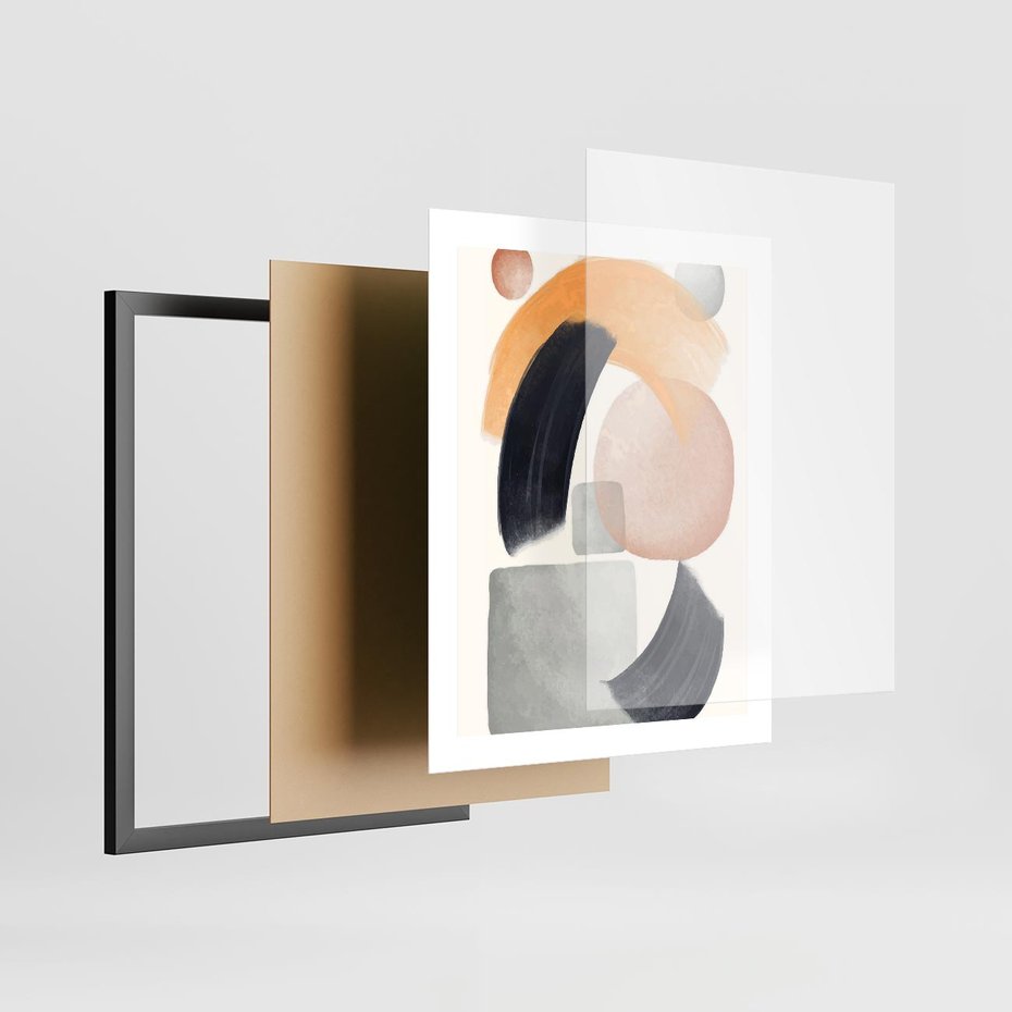 Plakat w ramie 40x50 - Graficzna Kreatywność - abstrakcyjna grafika, plamy - rama czarna