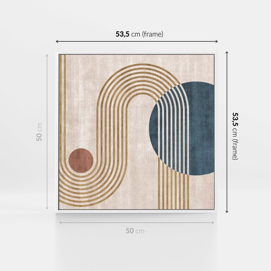 Obraz w ramie 50x50 - Melodia ukrytych snów - retro grafika, styl mid-century - rama biała