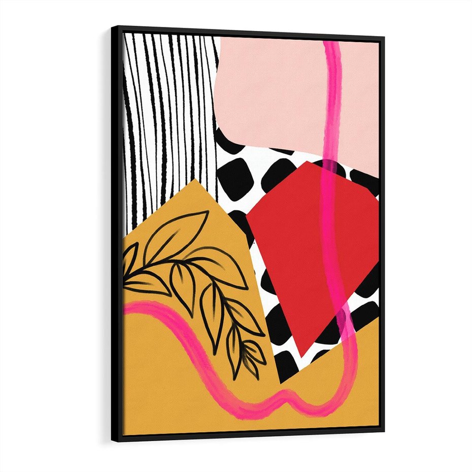 Obraz w ramie 70x100 - Wnętrza Form - abstrakcyjna kompozycja, różne tekstury - rama czarna