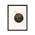 Plakat w ramie 30x40 - Złota Gałązka na Tle Akwarelowej Ciemności - złota gałązka, czarna plama akwarelowa w tle - rama czarna