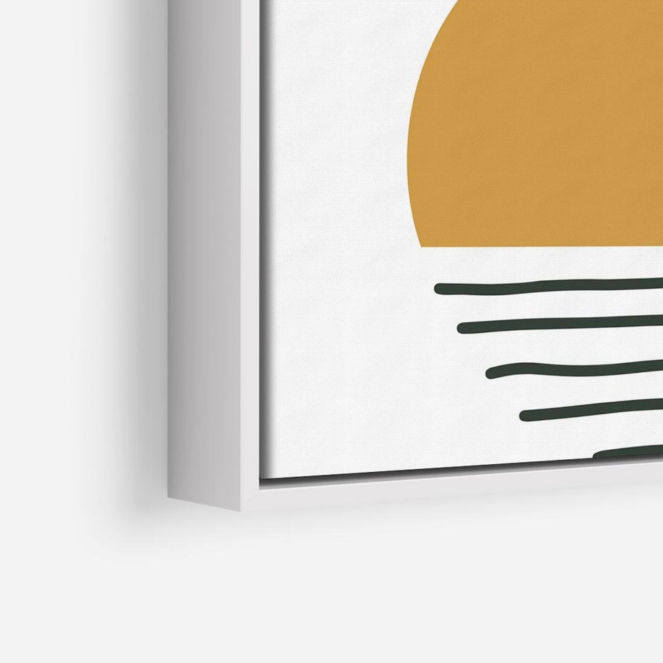 Obraz w ramie 80x80 - Kolory Przyszłości - kompozycja kół i kresek, ciepłe kolory - rama biała