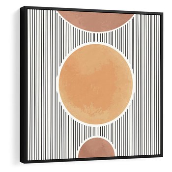 Obraz w ramie 50x50 - Taniec Linii - abstrakcyjna nowoczesna sztuka, koła okręgi - rama czarna