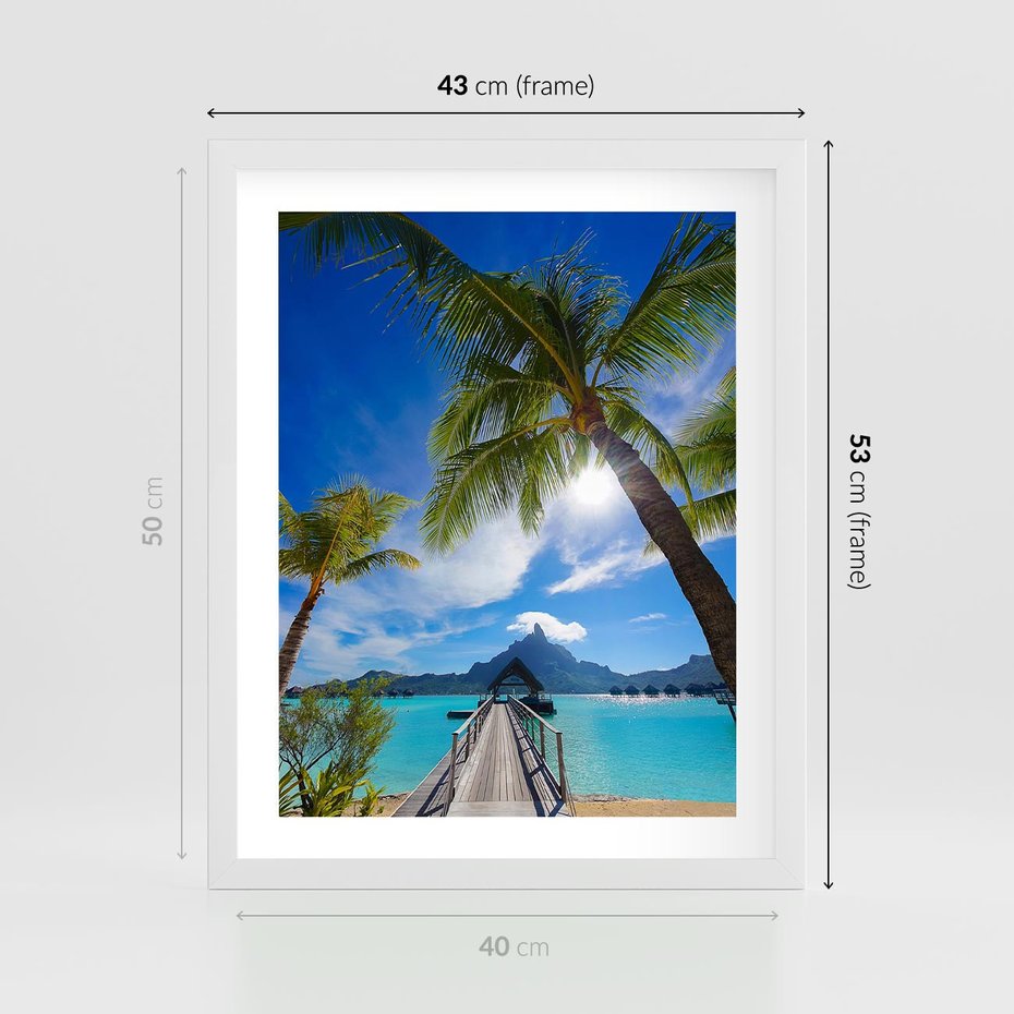 Plakat w ramie 40x50 - Tropikalne palmy nad oceanem - palmy, ocean - rama biała