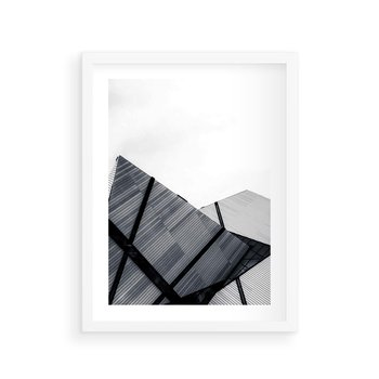 Plakat w ramie 30x40 - Nowoczesna Metropolia - architektura, proste linie - rama biała