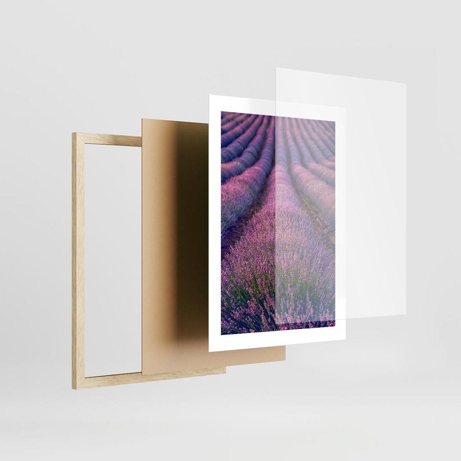 Plakat w ramie 30x40 - Pole Lawendy w Pełnej Krasie - pole lawendy, kompozycja - rama drewno