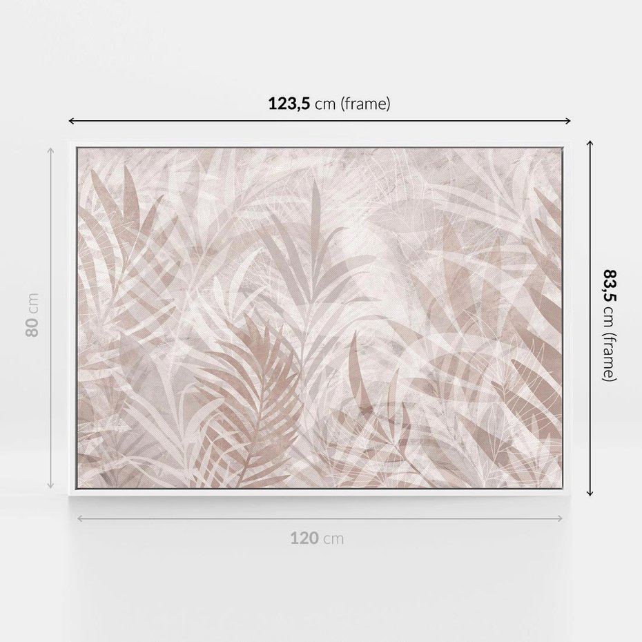 Obraz w ramie 120x80 - Pejzaż zaklętych uczuć - monochromatyczne, w odcieniach beżu - rama biała