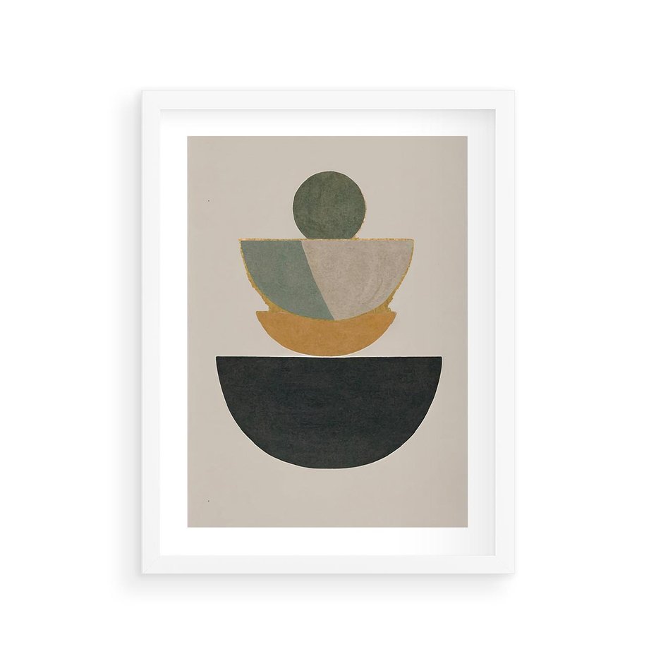 Plakat w ramie 30x40 - Podróżne Refleksyjne Odbicia - abstrakcyjny obraz, kolory ciepłe - rama biała