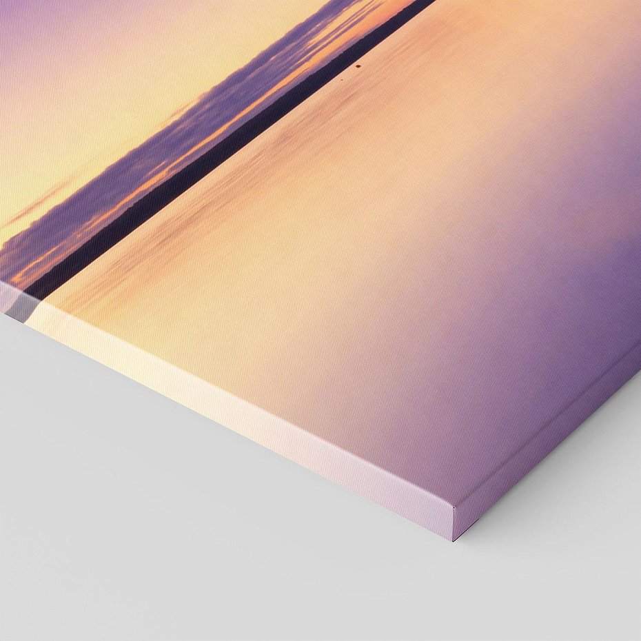 Obraz na płótnie 120x60 - Jezioro wśród drzew o zachodzie - jezioro, drzewo