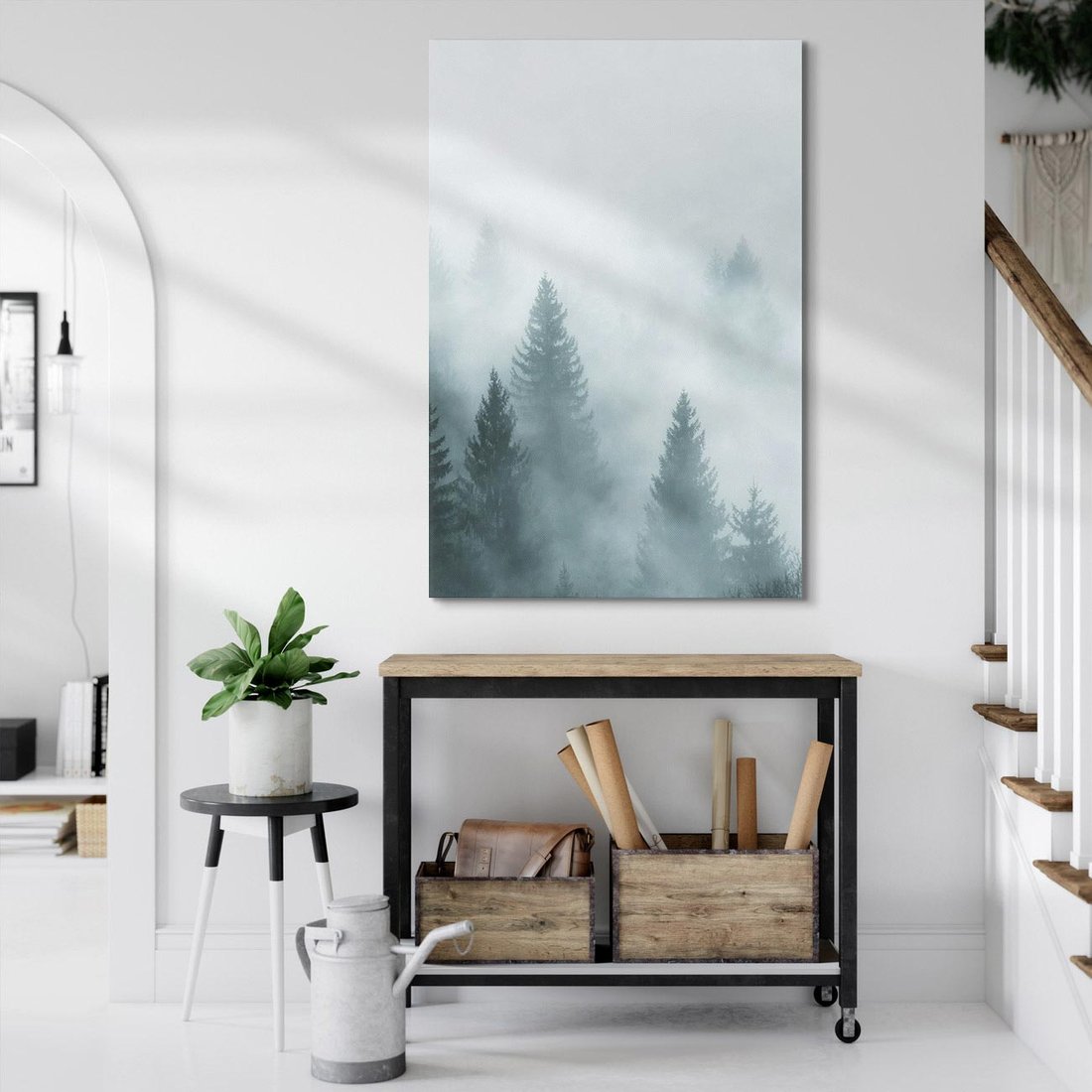 Obraz na płótnie 50x70 - Las w Mgłe - las, we