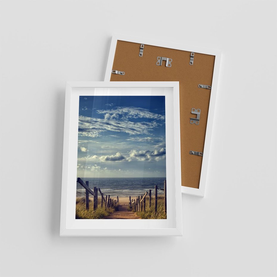 Plakat w ramie 30x40 - Plaża i morze - plaża, morze - rama biała