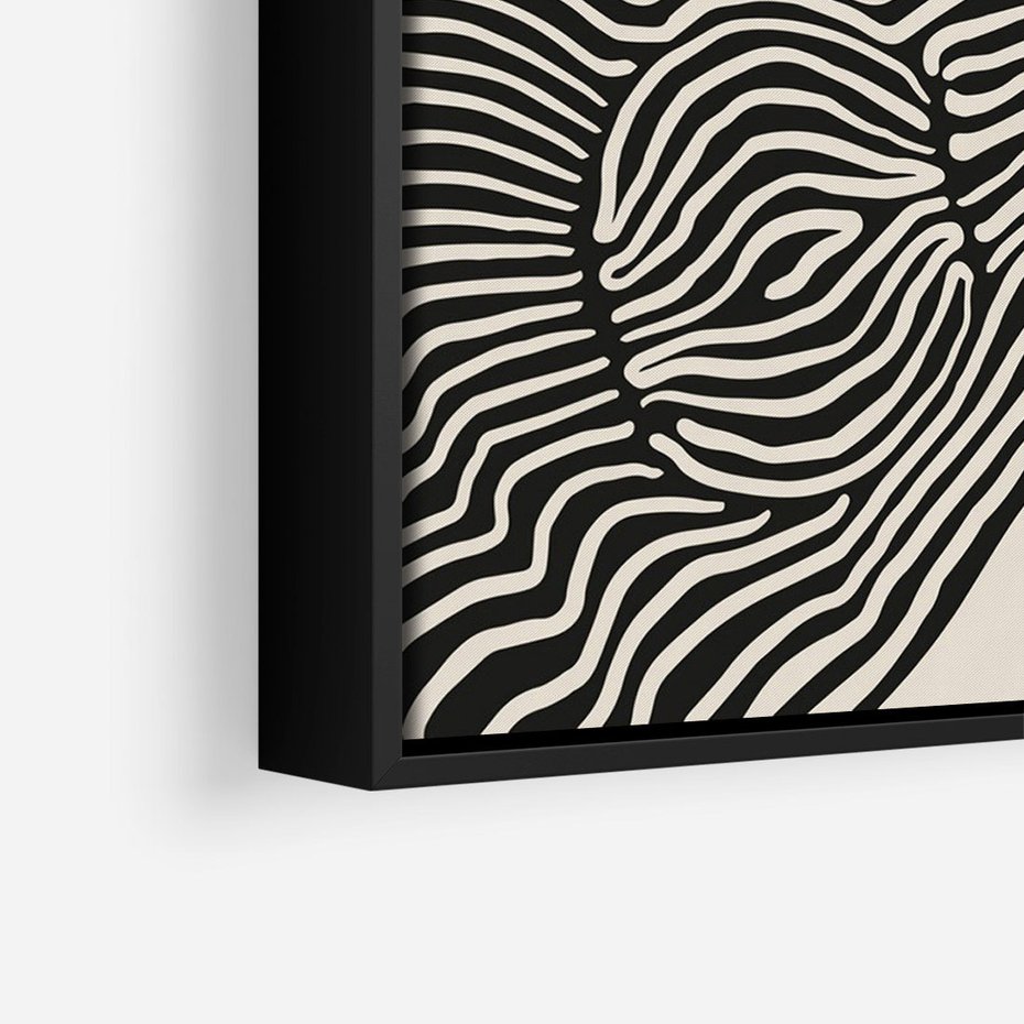 Obraz w ramie 70x100 - Harmonijne Kształty - abstrakcyjne ryciny, czarno biały - rama czarna