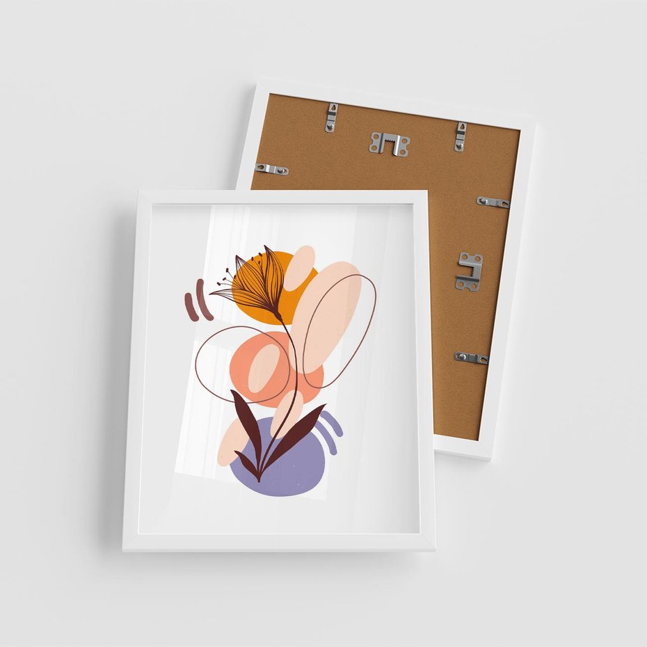 Plakat w ramie 40x50 - Kwiatowa Impresja - abstrakcyjna sztuka, plamy - rama biała