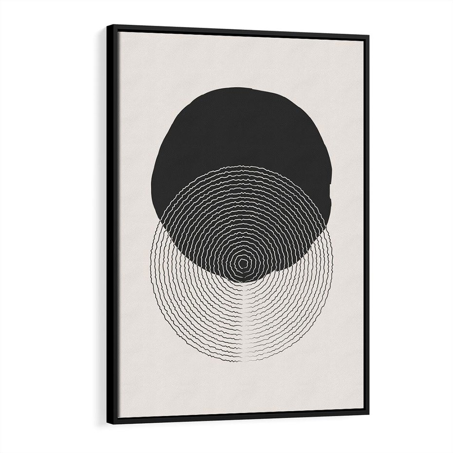 Obraz w ramie 70x100 - Boho Przenikanie Uroku - abstrakcyjna kompozycja, okręgi - rama czarna