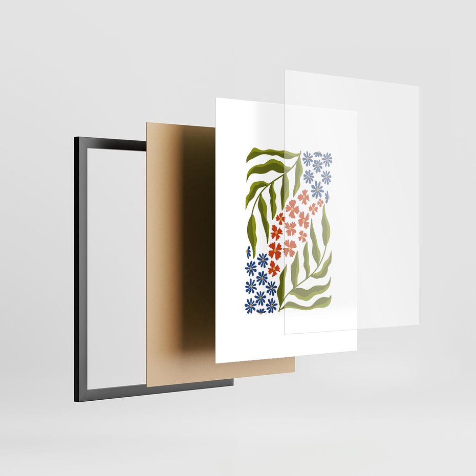 Plakat w ramie 30x40 - Splątane Granice - kwiaty, sztuka nowoczesna - rama czarna