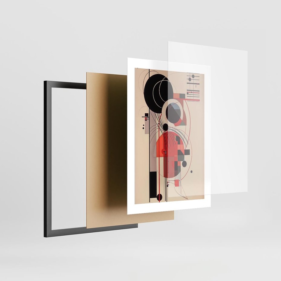 Plakat w ramie 30x40 - Rozbijające Granice Dźwięku - modernistyczny obraz, styl bauhaus - rama czarna