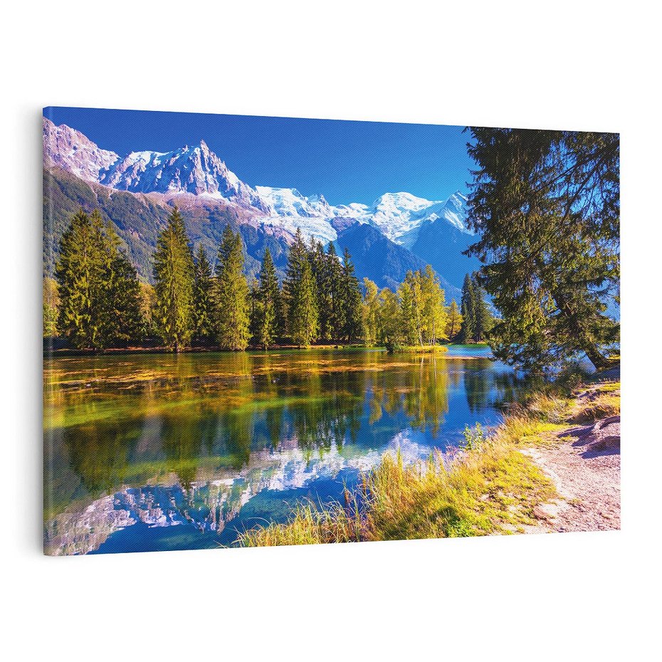 Obraz na płótnie 100x70 - Górskie piękno - góry, jezioro