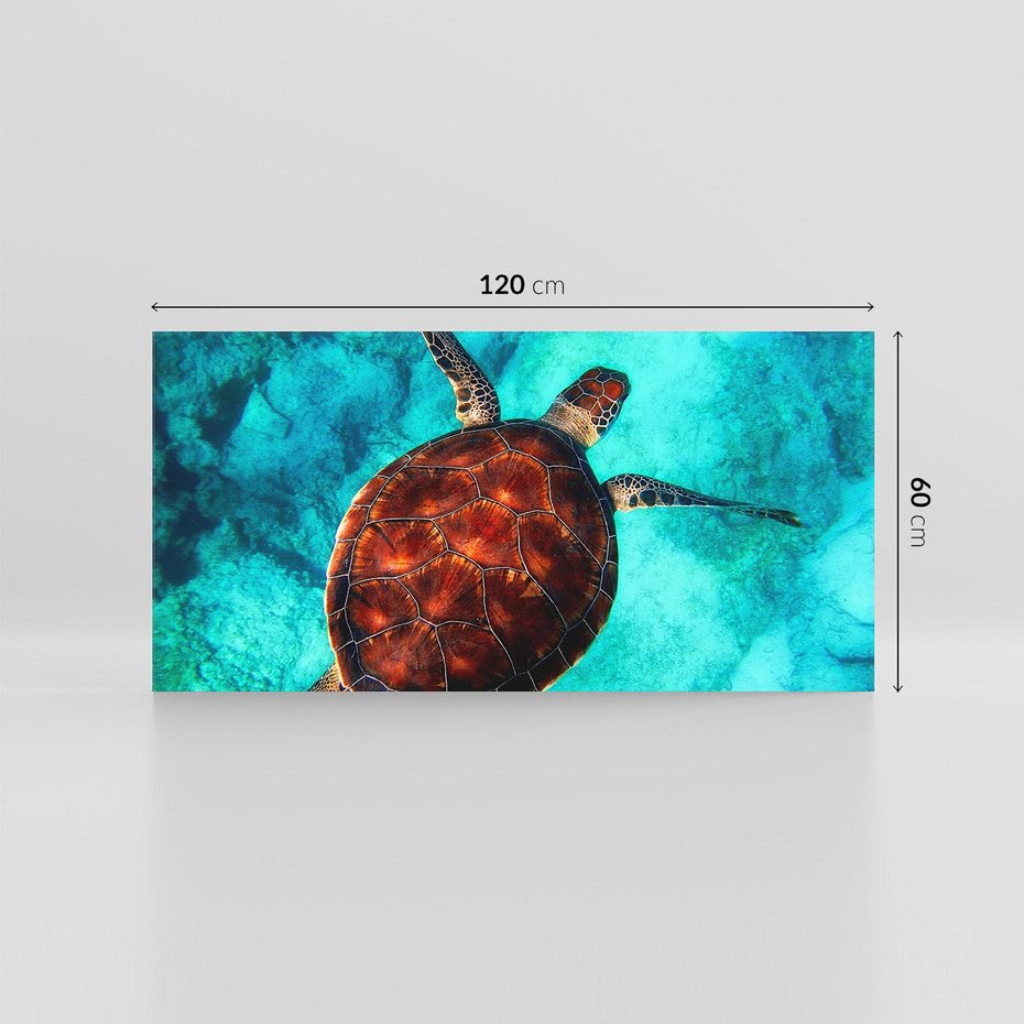 Obraz na płótnie 120x60 - Morze, fale i skały - żółw, morze