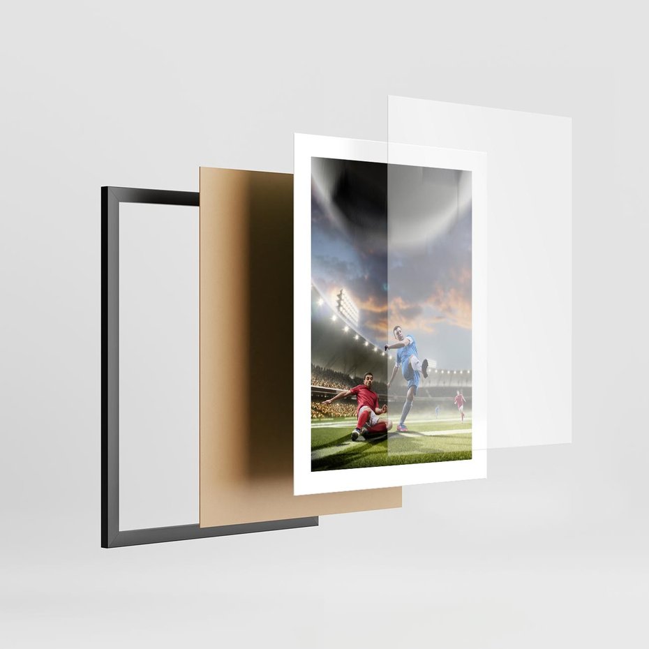 Plakat w ramie 30x40 - Ekscytacja Sportowego Świata - gol, mecz - rama czarna