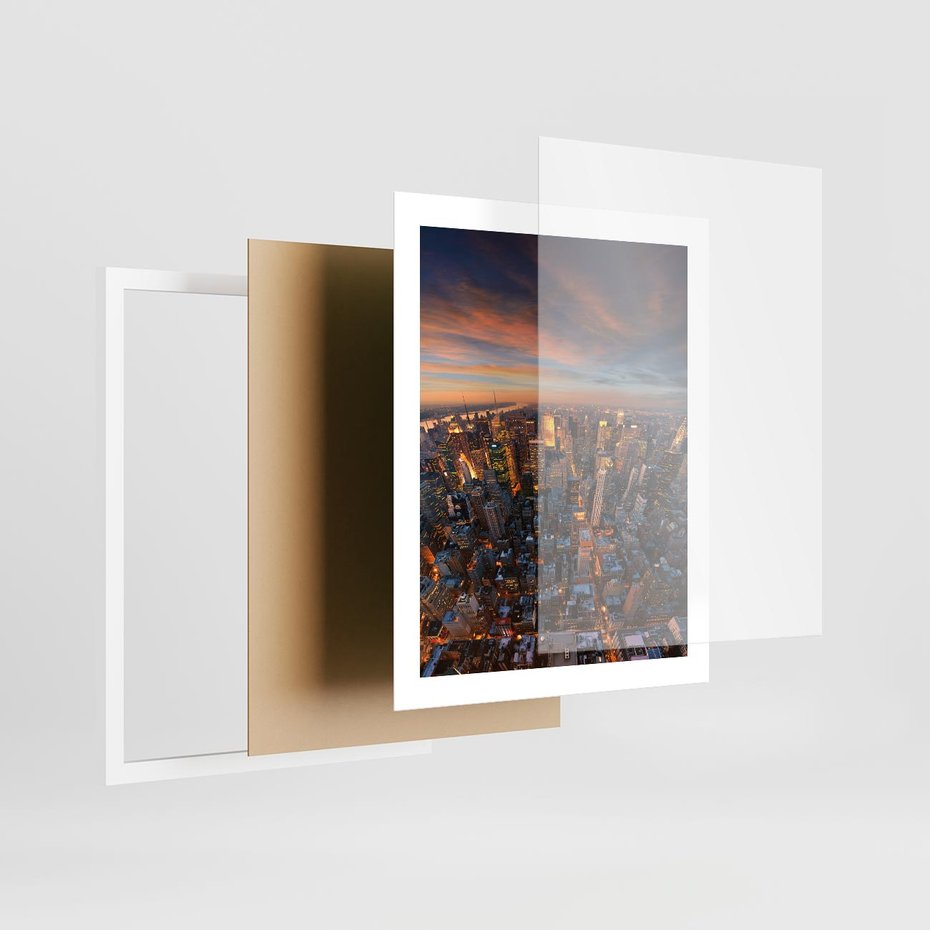 Plakat w ramie 40x50 - Miasto wieżowców w perspektywie - miasto, wieżowce - rama biała