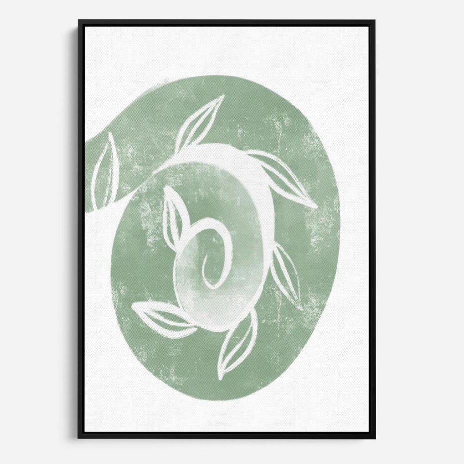 Obraz w ramie 50x70 - Zielony Świat Odpoczynku - abstrakcyjny zielony motyw, skandynawski design - rama czarna