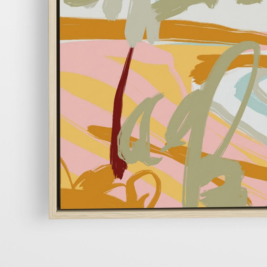 Obraz w ramie 50x50 - Spokojny Wiatr - pastelowy krajobraz, nowoczesny plakat - rama drewno