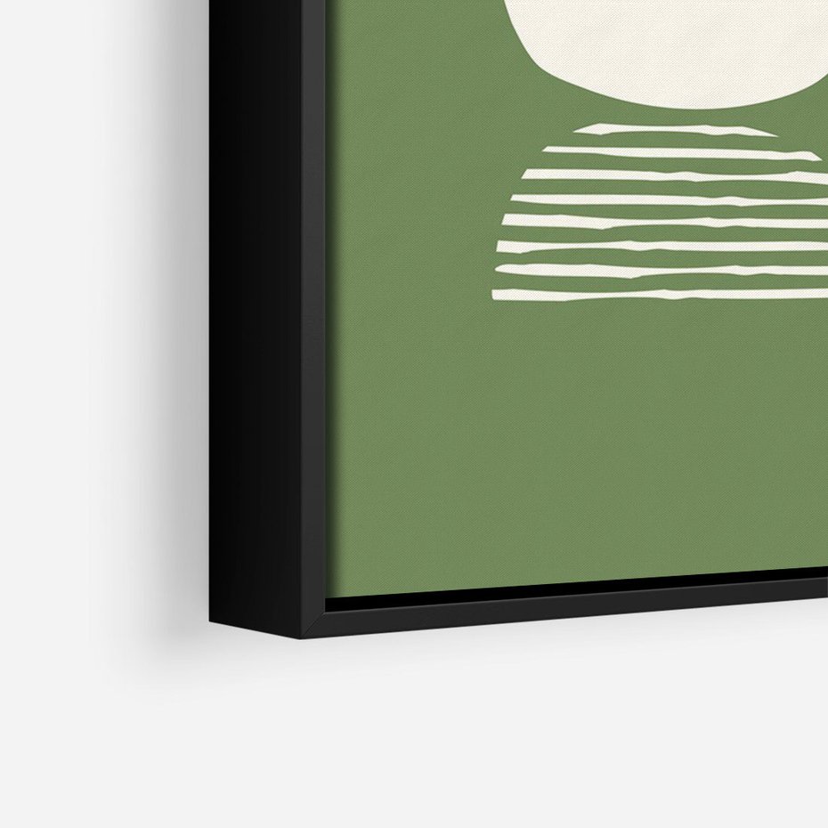 Obraz w ramie 50x70 - Migotliwe Formy - geometryczne boho kształty na brązowym, oliwkowym tle - rama czarna