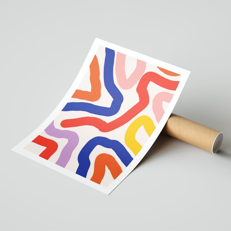 Plakat bez ramy 30x40 - Intrygujące Widzenia - abstrakcyjny kolorowy obraz, kolorowe linie