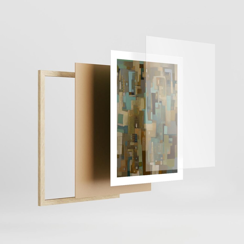 Plakat w ramie 30x40 - Kolorowe Wyobrażenia - abstrakcyjny obraz, mnogość kolorów - rama drewno