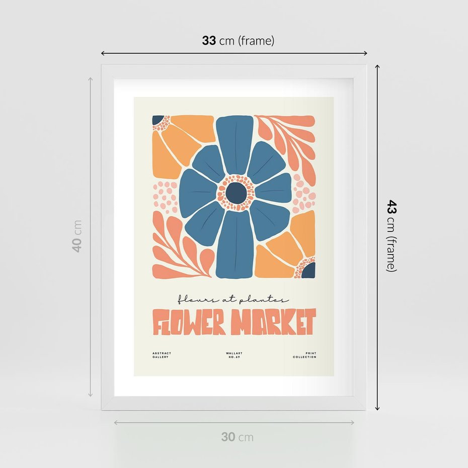 Plakat w ramie 30x40 - Rozbijające Widoki - kwiaty, nowoczesny plakat - rama biała