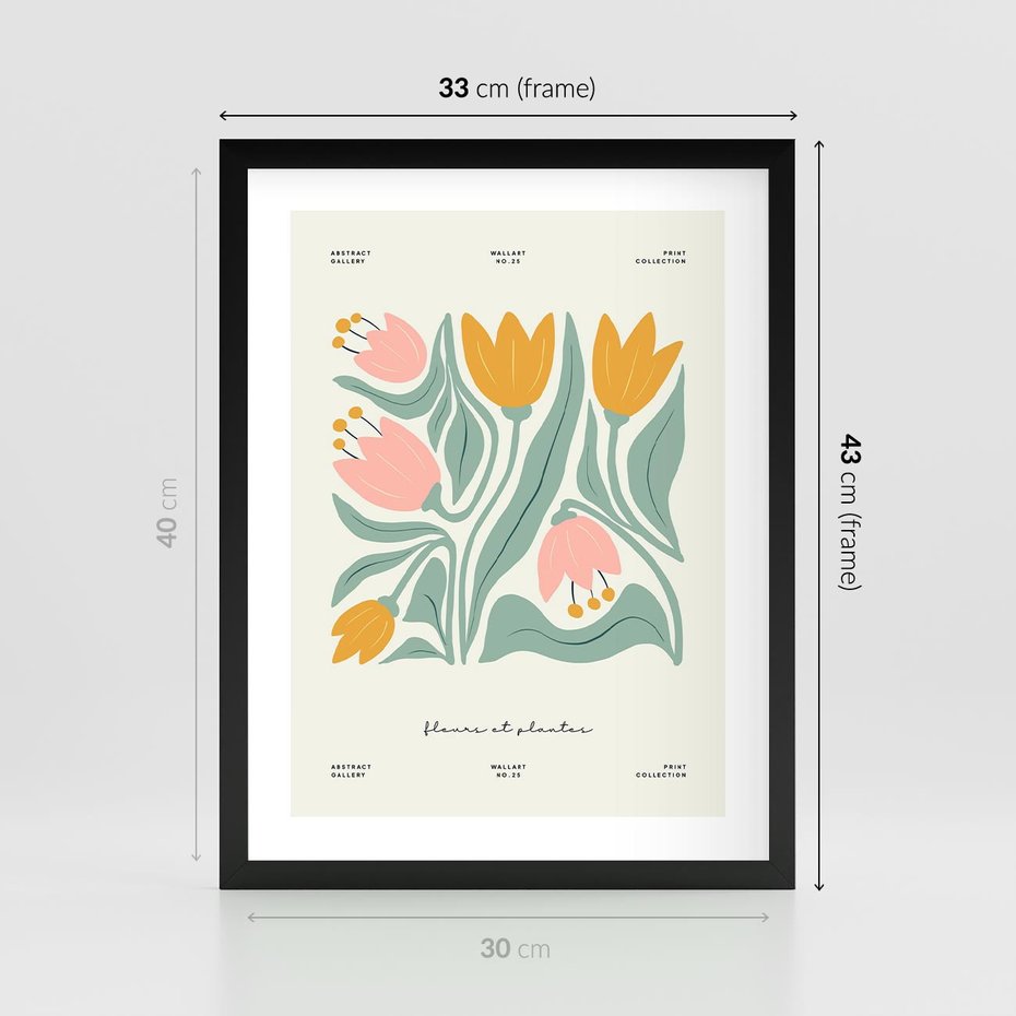 Plakat w ramie 30x40 - Tajemnicza Aura - kwiaty, nowoczesna abstrakcja - rama czarna