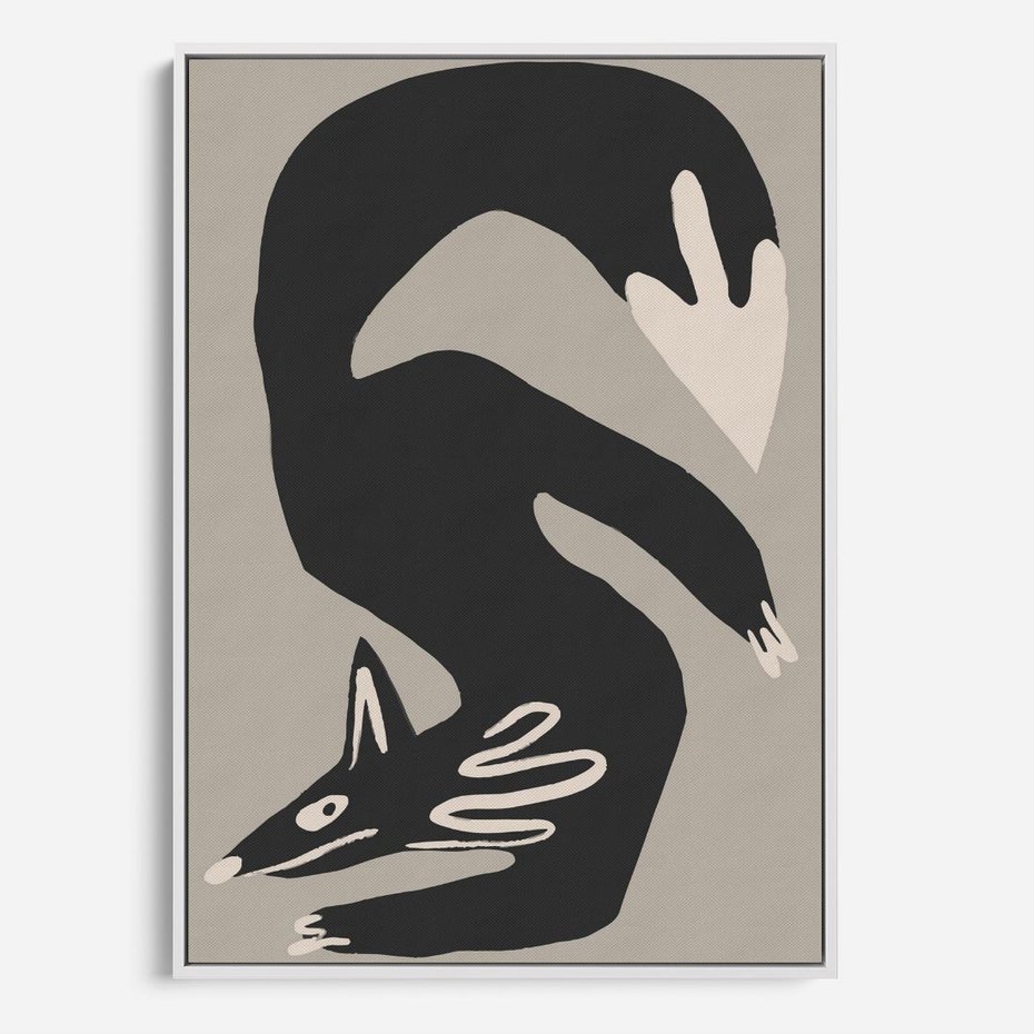 Obraz w ramie 80x120 - Ekspresja Skandynawskiego Światła - skandynawska sztuka, lis - rama biała