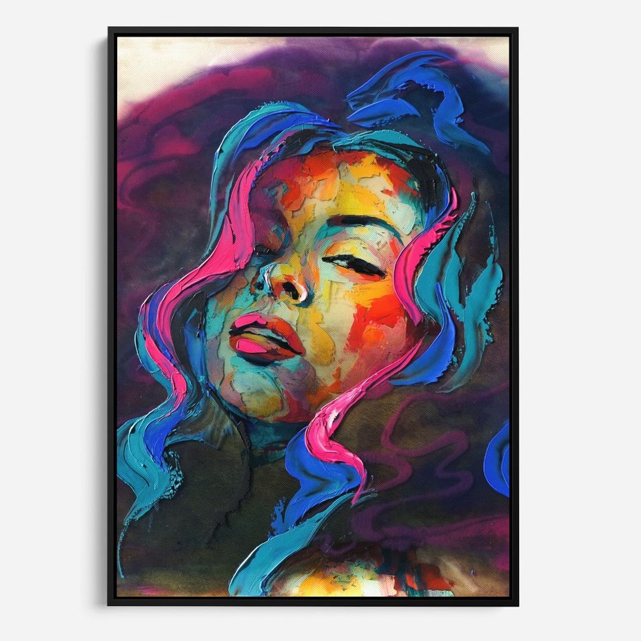 Obraz w ramie 70x100 - Bujna Ekspresja - grafika komputerowa, przypomina obraz olejny - rama czarna