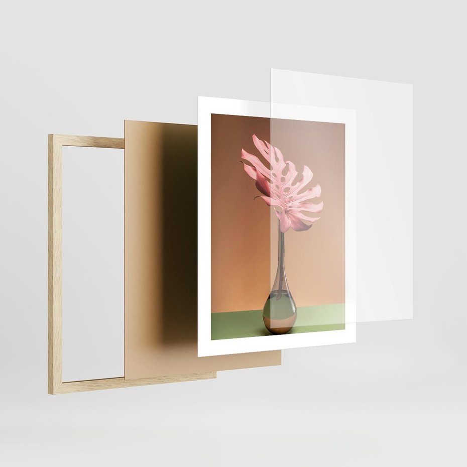 Plakat w ramie 40x50 - Wyjątkowy monstera - monstera, liść - rama drewno