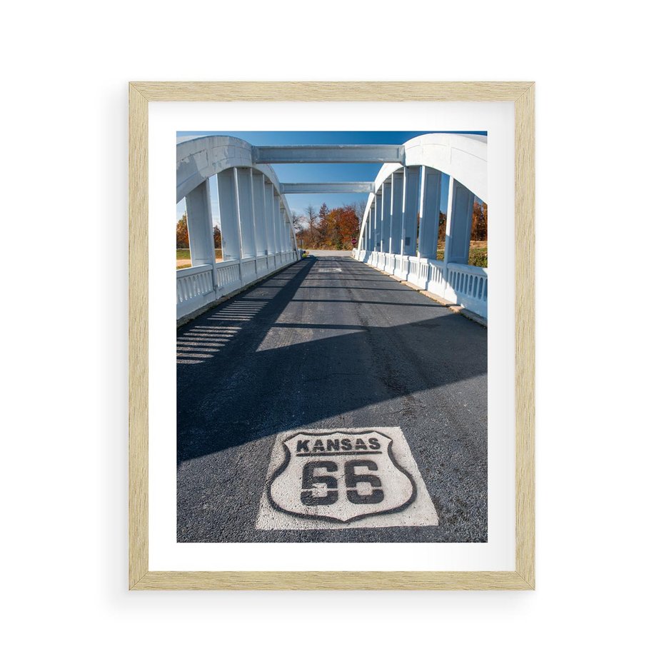 Plakat w ramie 40x50 - Kansas i Route 66 - Kansas, route 66 - rama drewno