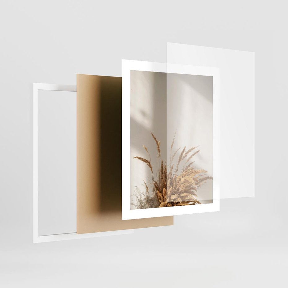 Plakat w ramie 40x50 - Natura i Elegancja: Obraz Boho - trawy, boho - rama biała